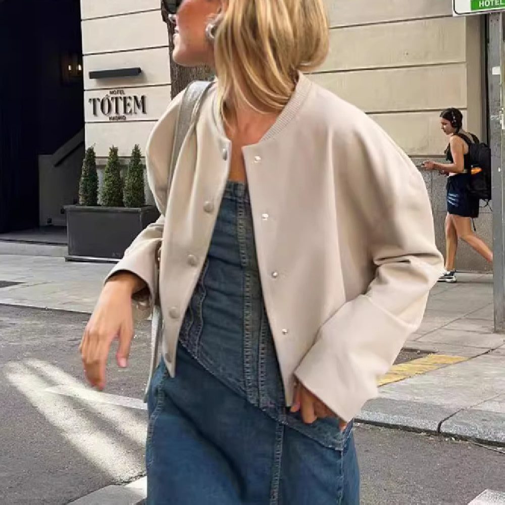 Veste Courte Style Baseball à Col Montant Pour Femmes - Aurelles