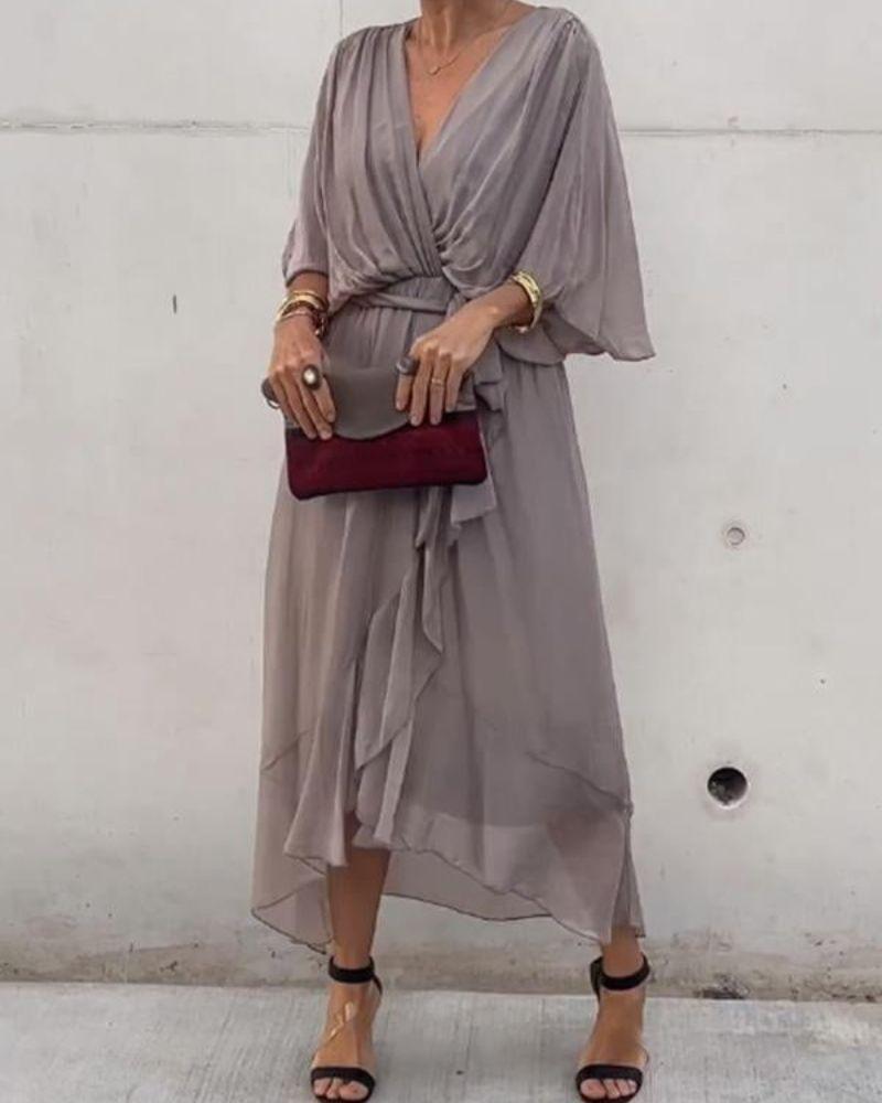 Robe Midi Croisée Fluide pour Femmes - Aurelles