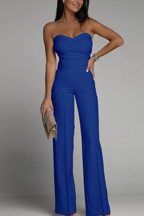 Combinaison Sans Manches pour Femmes - Corsage Ajusté - Pantalon Évasé Taille Haute - Tenue Formelle Élégante