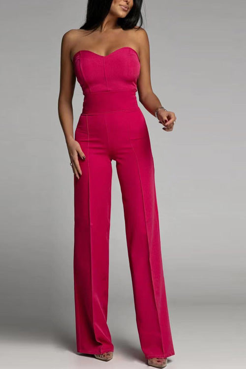 Combinaison Sans Manches pour Femmes - Corsage Ajusté - Pantalon Évasé Taille Haute - Tenue Formelle Élégante