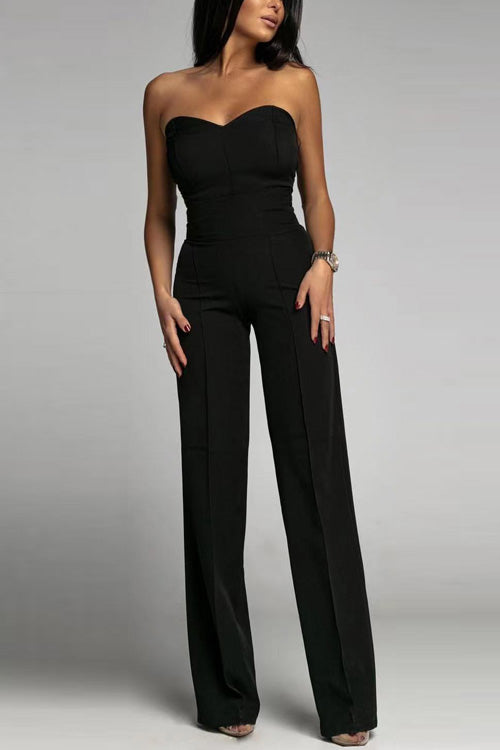 Combinaison Sans Manches pour Femmes - Corsage Ajusté - Pantalon Évasé Taille Haute - Tenue Formelle Élégante
