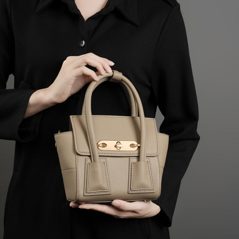 Sac à Main Élégant Touché Doré en Cuir pour Femmes