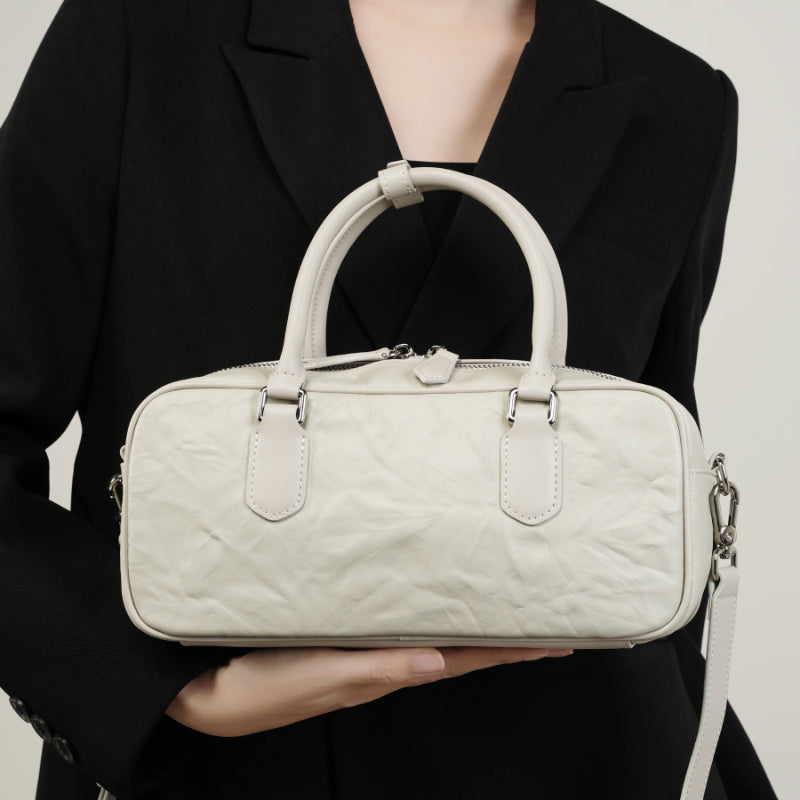Sac Cylindrique Élégant en Cuir pour Femmes