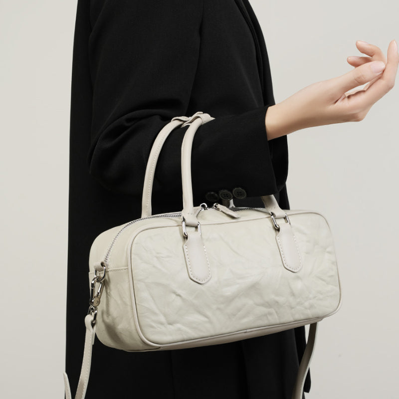 Sac Cylindrique Élégant en Cuir pour Femmes
