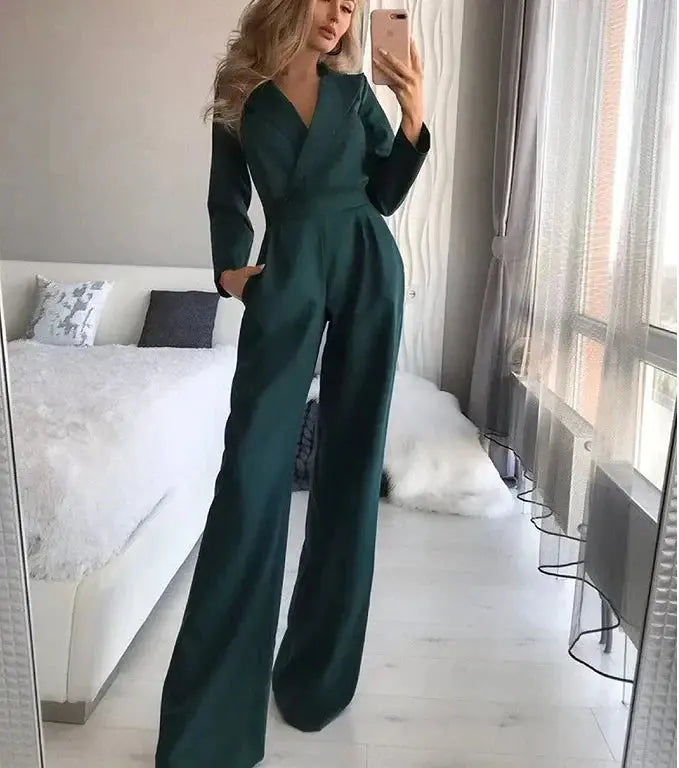 Combinaison Femme - Manches Longues - Pantalon Large - Coupe Ajustée - Élégante & Chic - Aurelles