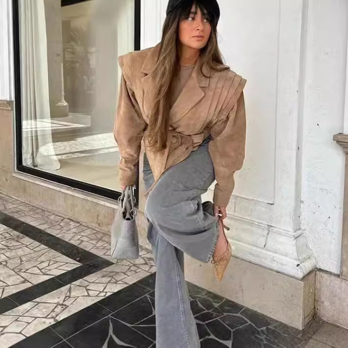 Veste en Suédine à Lacets – Coupe Ajustable - Aurelles