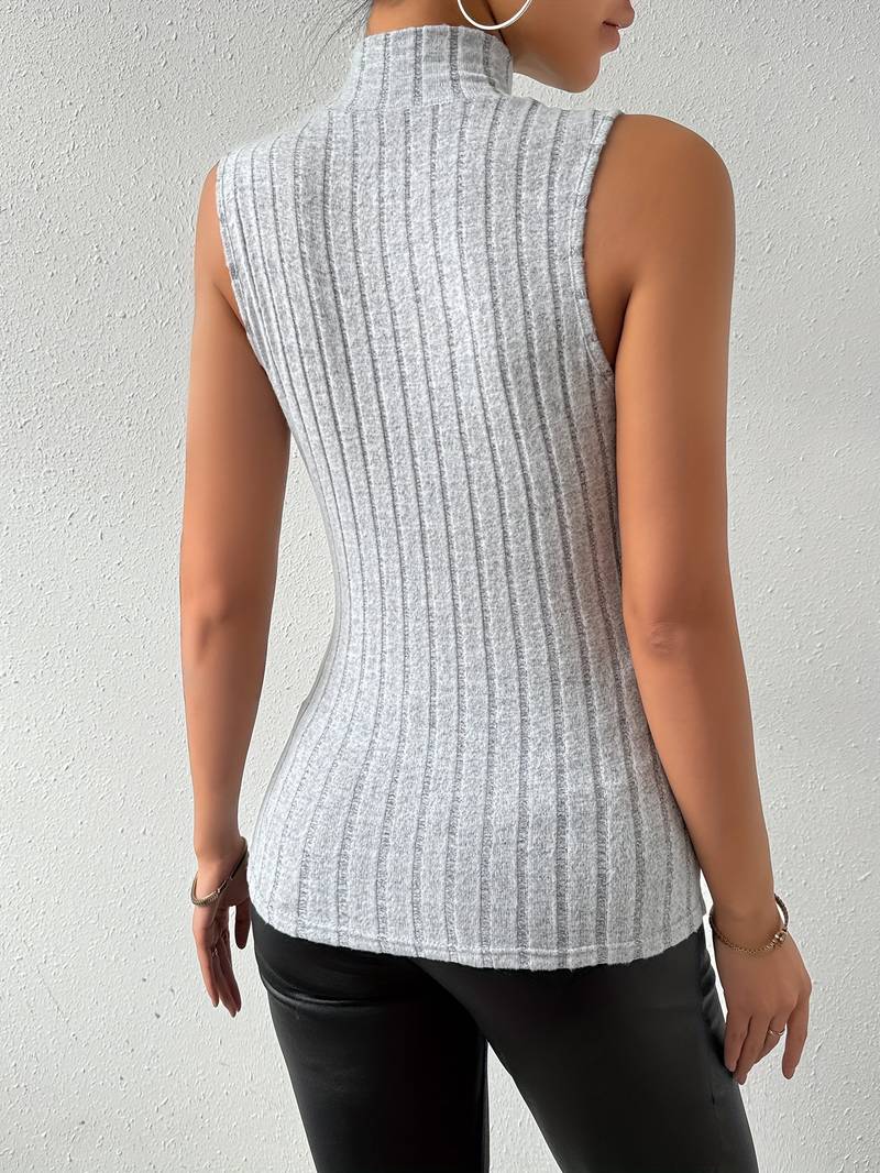 Haut sans manches côtelé avec col pour femmes - Aurelles