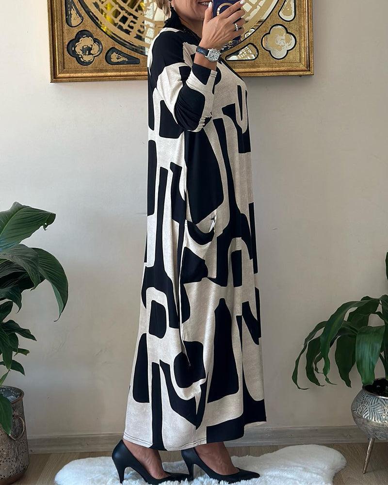 Robe à manches longues pour femmes avec imprimé tendance