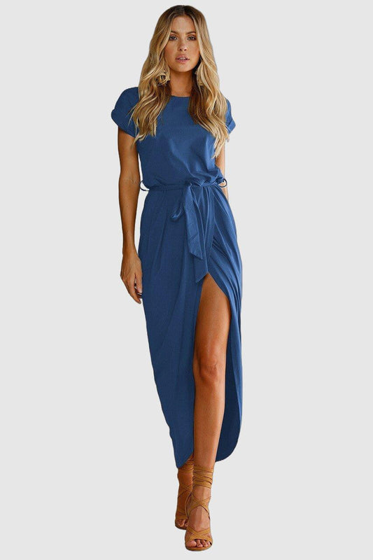 Robe à Manches Courtes pour Femmes avec Imprimé de Loup Élégante