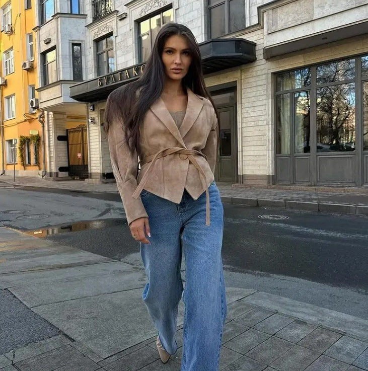 Veste en Suédine à Lacets – Coupe Ajustable - Aurelles