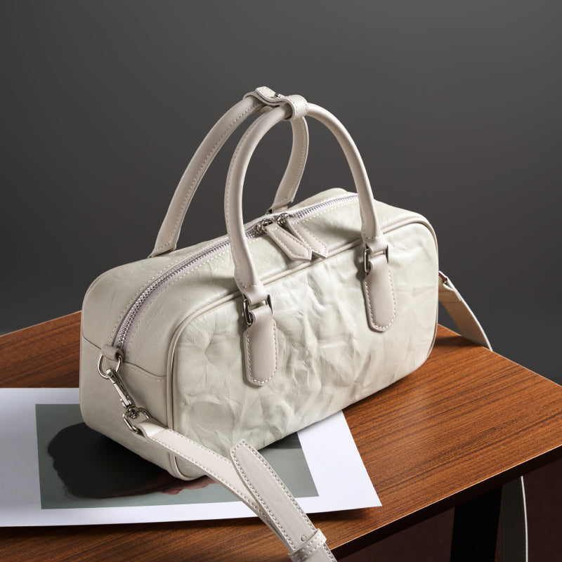 Sac Cylindrique Élégant en Cuir pour Femmes