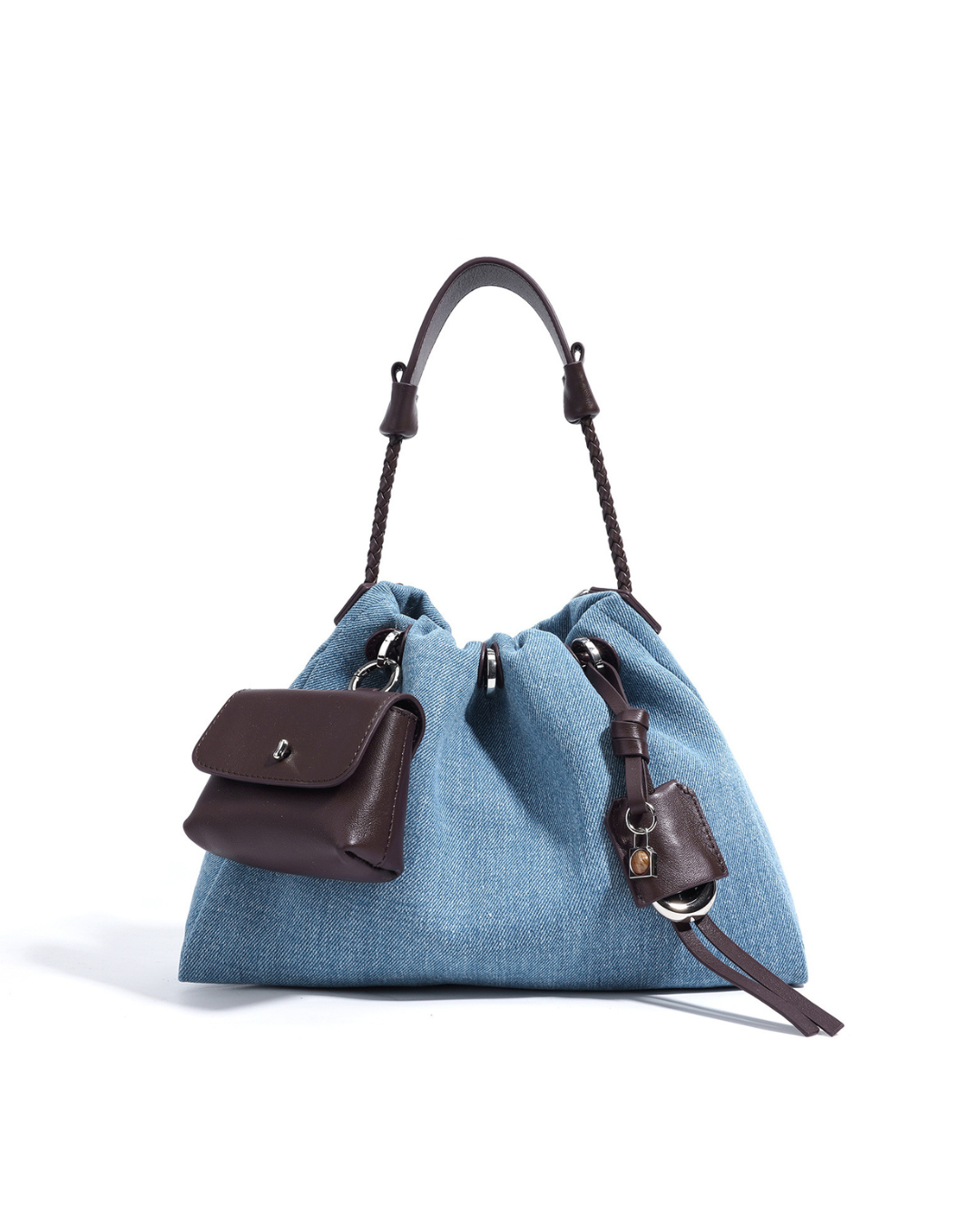 Sac à Bandoulière Denim Froncé pour Femmes
