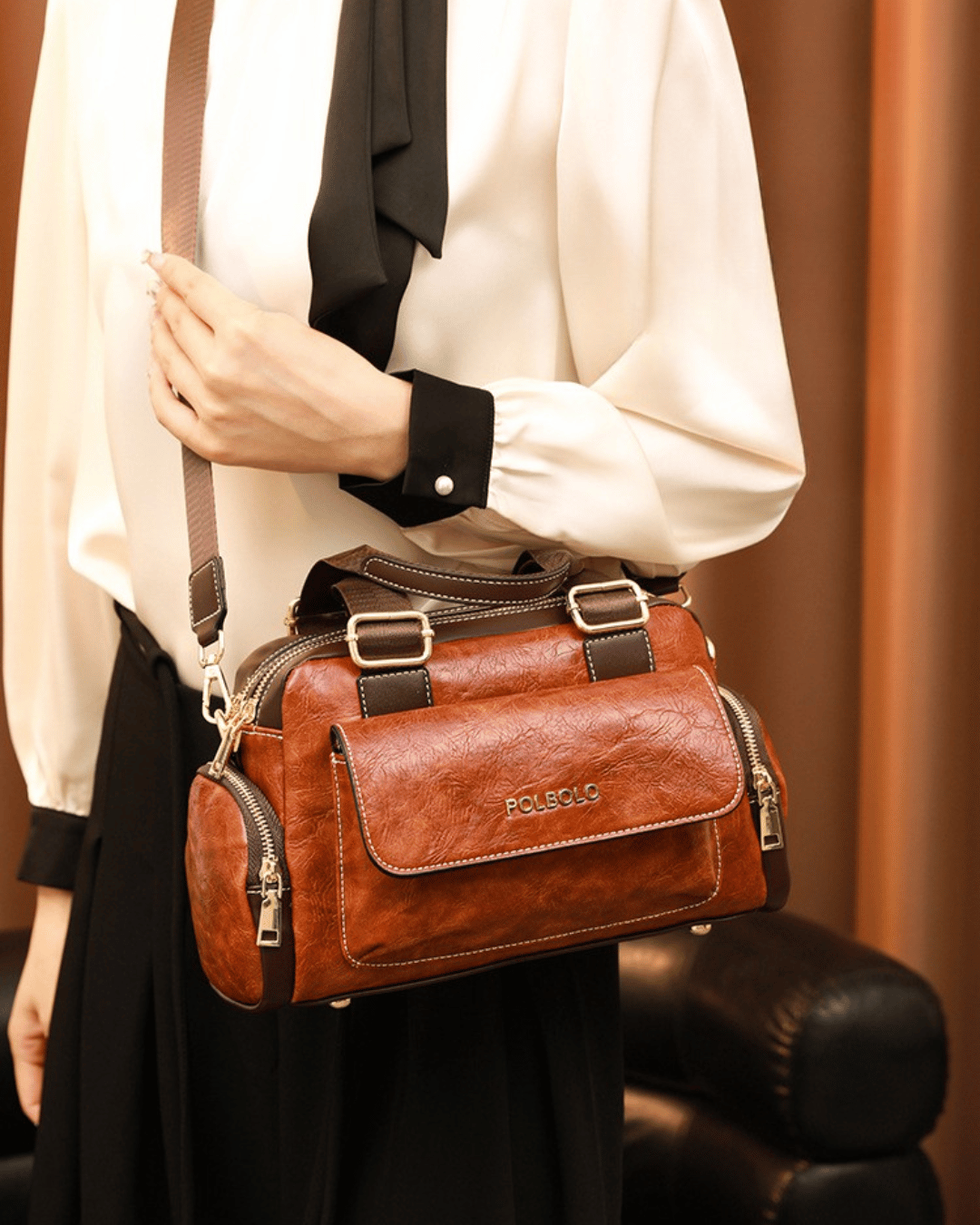 Sac à Main en Cuir Vintage Spacieux pour Femmes