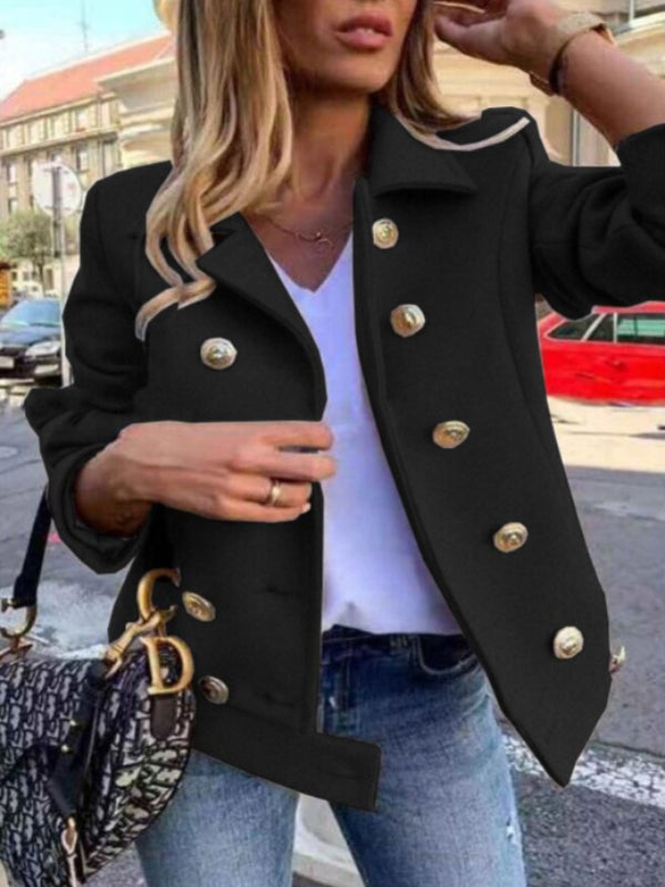 Veste de designer courte avec boutons dorés pour femmes - Aurelles