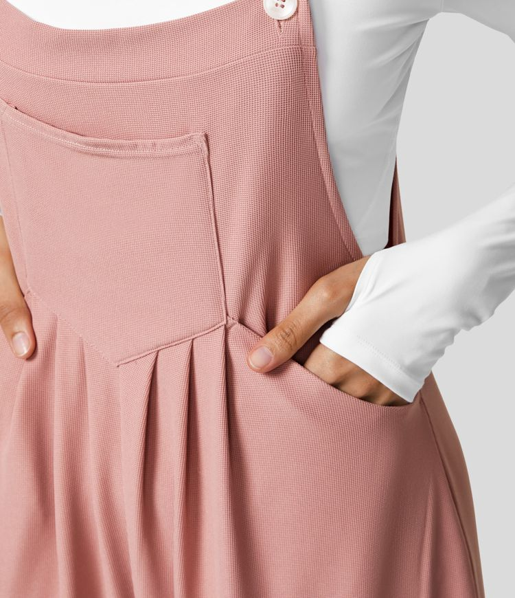 Salopette Femme à Jambes Larges - Coupe Détendue - Bretelles Boutonnées - Vêtements Légers Décontractés - Aurelles