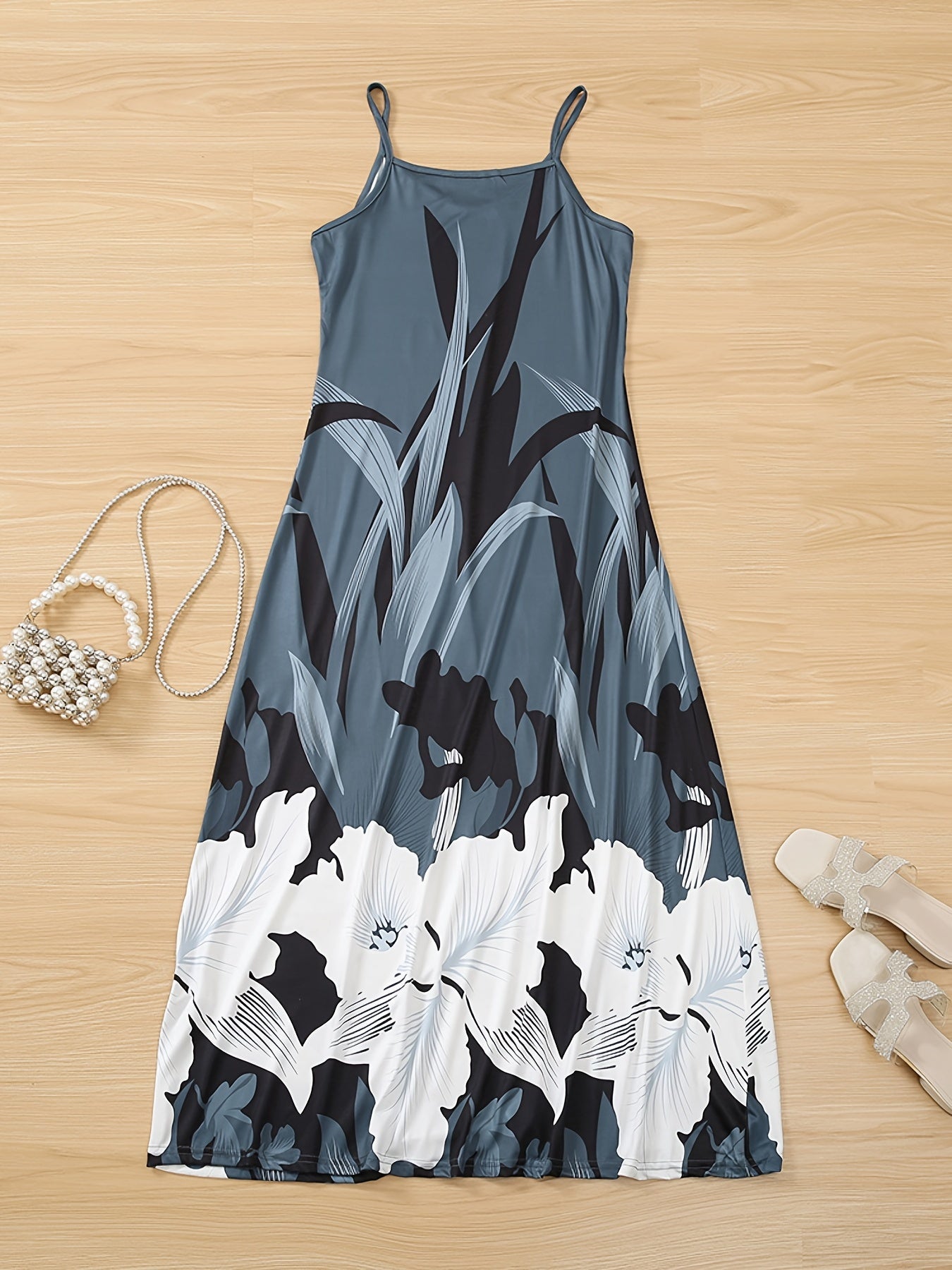 Robe à Bretelles Spaghetti Imprimée Fleurs pour Femmes - À Porter Toute l'Année - Aurelles