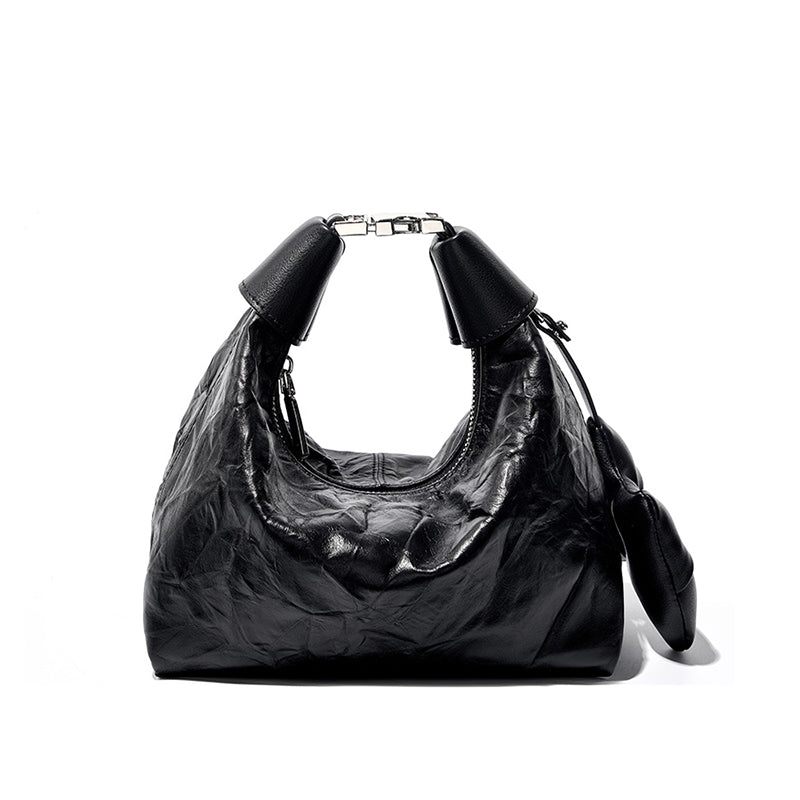 Sac Mini Crinkle en Cuir avec Détail Nœud pour Femmes