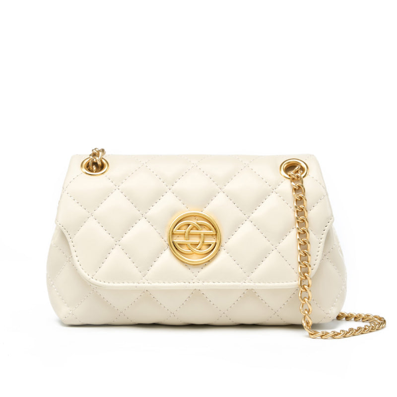 Sac à Main Matelassé en Cuir avec Chaîne Dorée pour Femmes