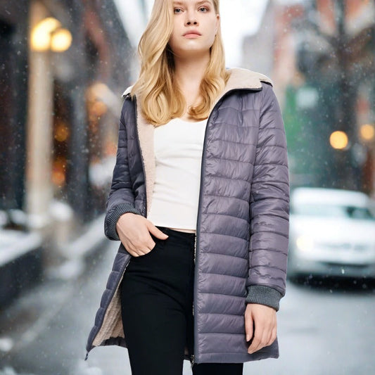 Manteau d'hiver matelassé long et chaud avec capuche pour femmes - Aurelles