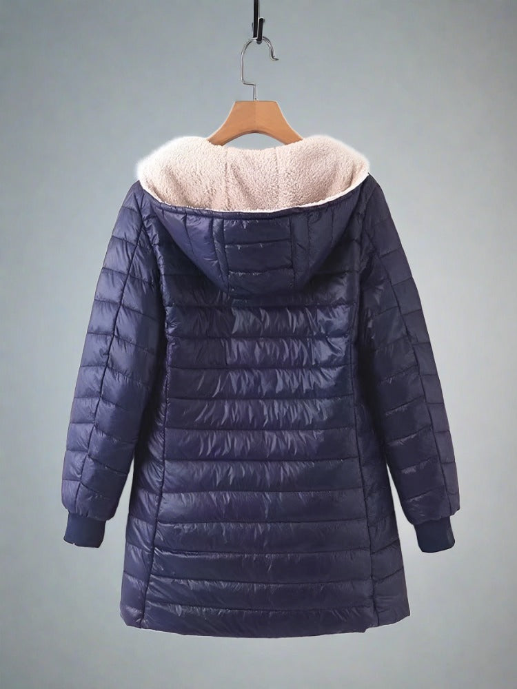 Manteau d'hiver matelassé long et chaud avec capuche pour femmes - Aurelles