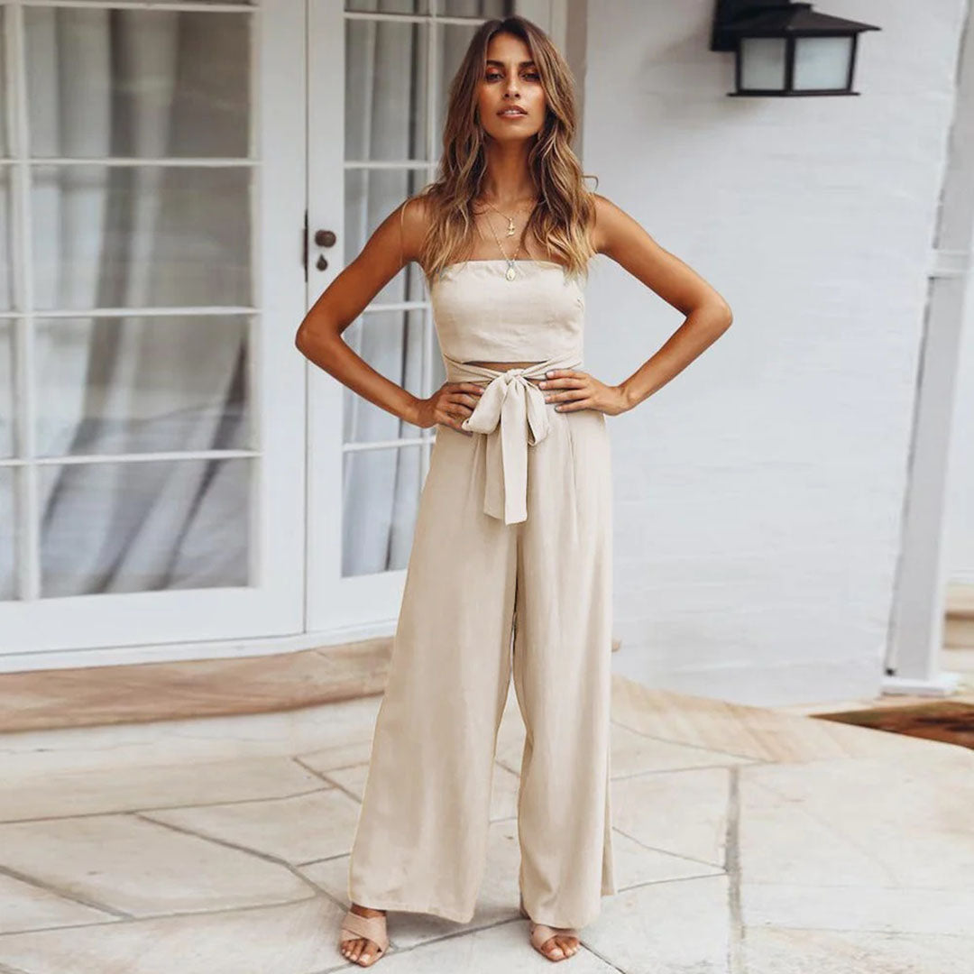 Combinaison décontractée sans bretelles pour femmes avec taille élastique - Aurelles