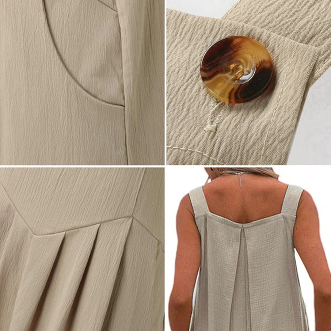 Combinaison Large Femme - Sans Manches - Col Carré - Coton Léger - Aurelles