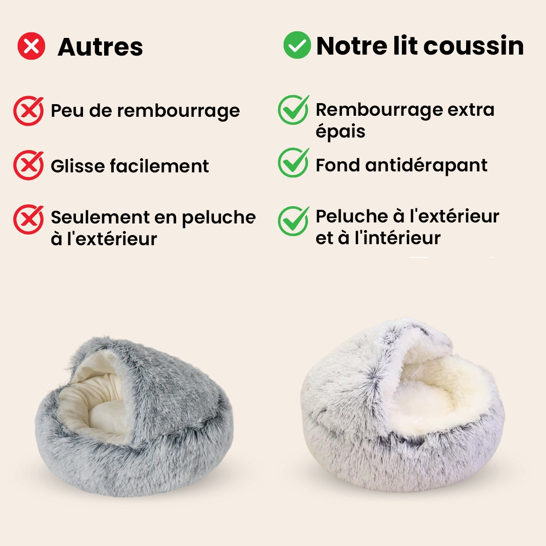 Lit coussin apaisant anti-stress pour chat et petit chien