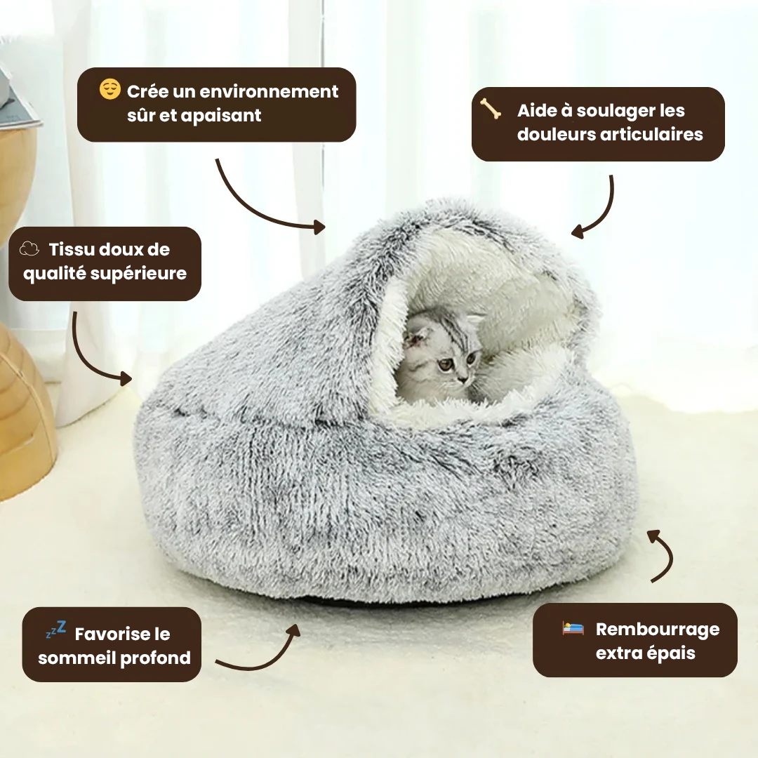 Lit coussin apaisant anti-stress pour chat et petit chien