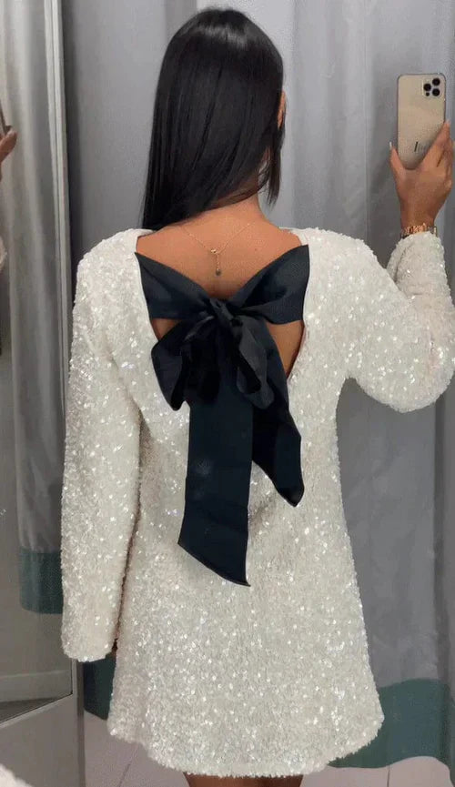 Robe à Paillettes Elsa en Tissu Polyester de Luxe Élégante - Aurelles