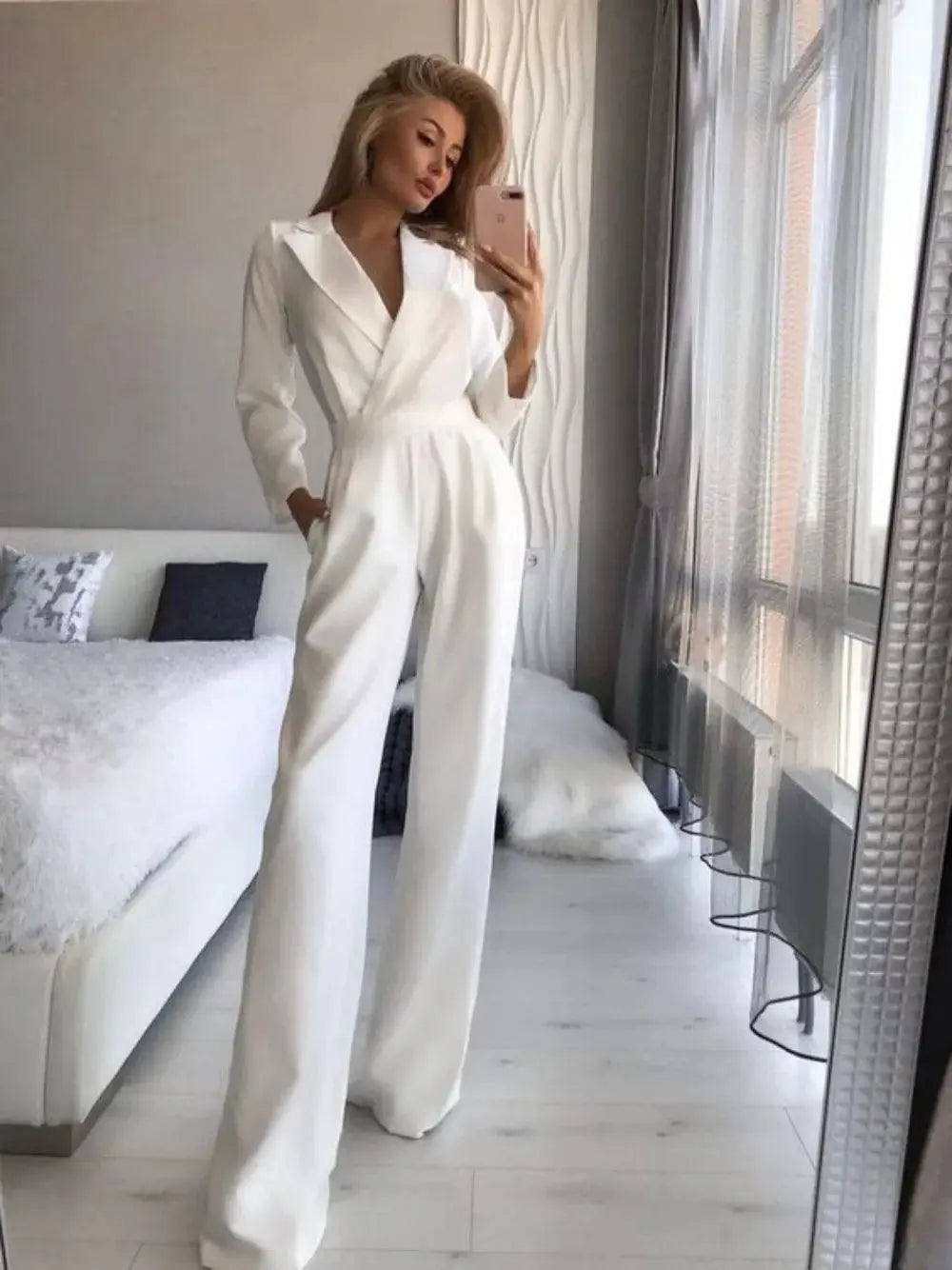 Combinaison Femme - Manches Longues - Pantalon Large - Coupe Ajustée - Élégante & Chic - Aurelles