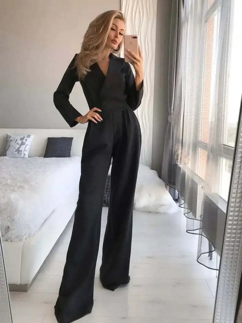 Combinaison Femme - Manches Longues - Pantalon Large - Coupe Ajustée - Élégante & Chic - Aurelles