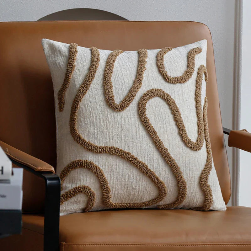 Velora – Coussin Chenille Texturé et Artistique
