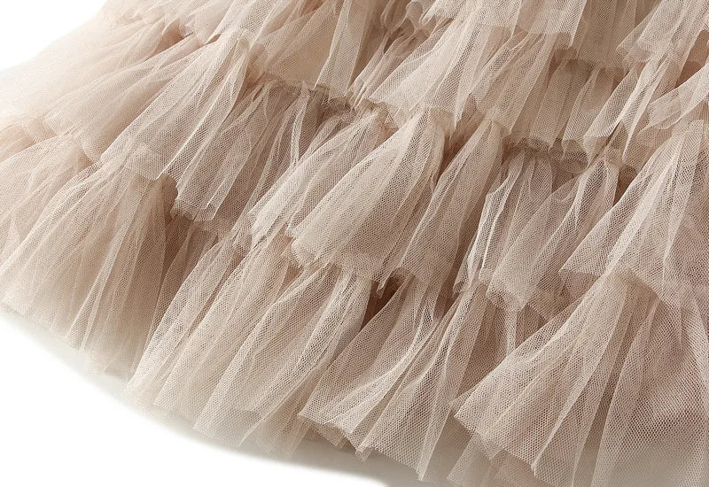 Jupe Midi A-Line en Tulle pour Femmes Élégante en Tulle Superposé - Aurelles