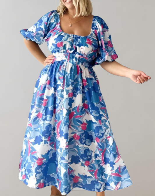 Robe d'été pour femmes - Robe midi décontractée à col en V