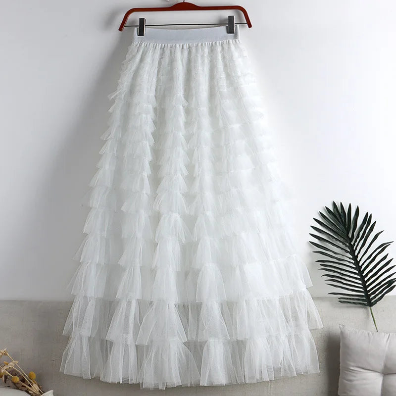 Jupe Midi A-Line en Tulle pour Femmes Élégante en Tulle Superposé - Aurelles