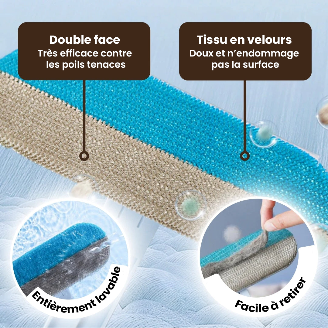 Brosse anti-poils pour animaux 3-en-1 avec manche long