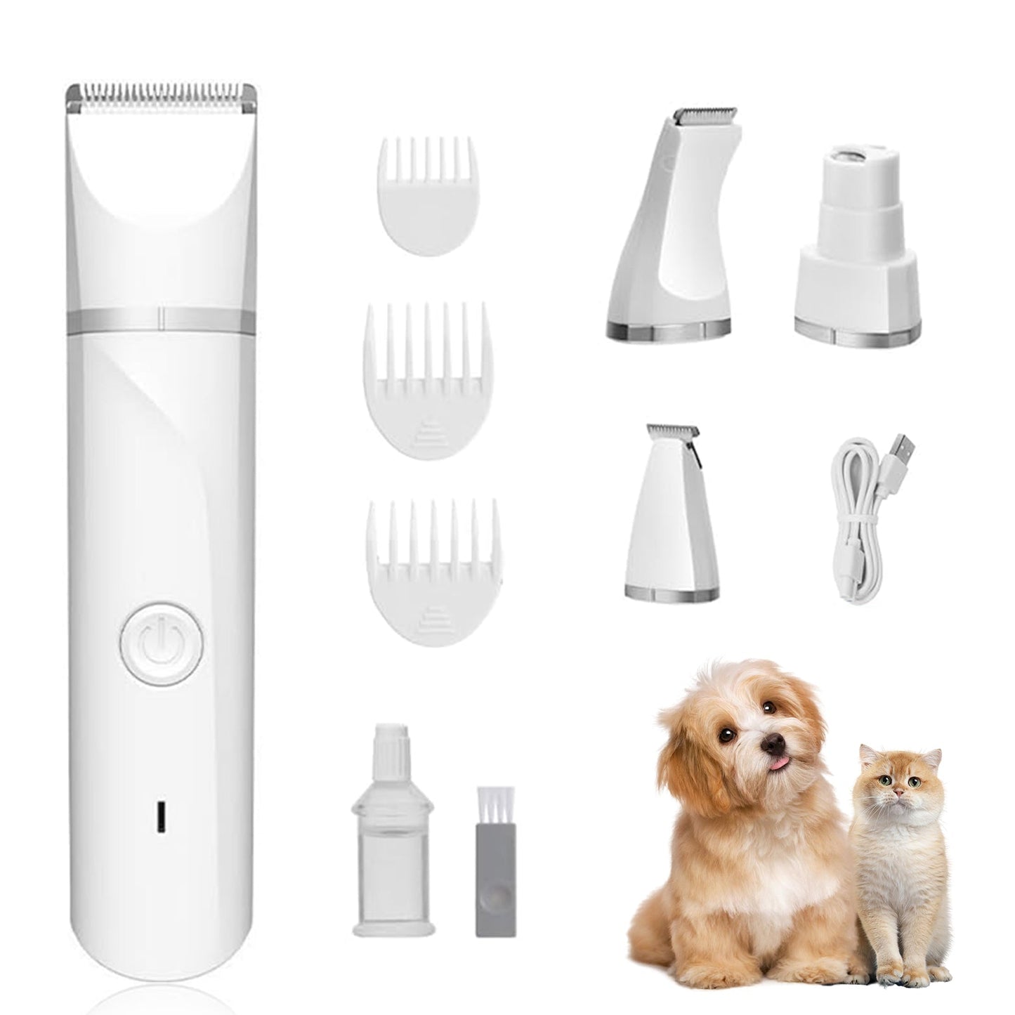 Tondeuse silencieuse sans fil pour chien et chat – Kit toilettage 4-en-1
