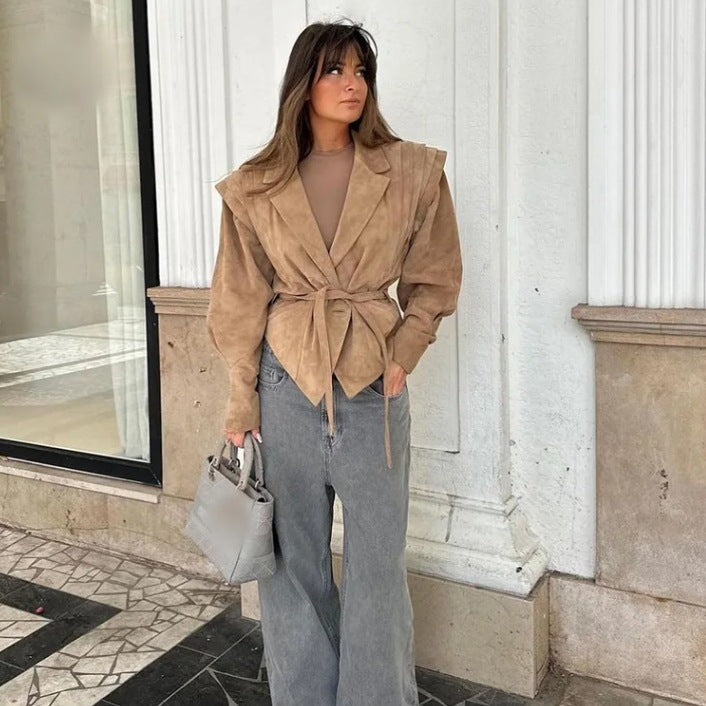 Veste en Suédine à Lacets – Coupe Ajustable - Aurelles