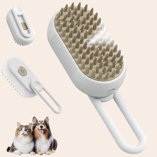 Brosse démêlante pour chien et chat avec spray – Anti-poils morts et soin hydratant