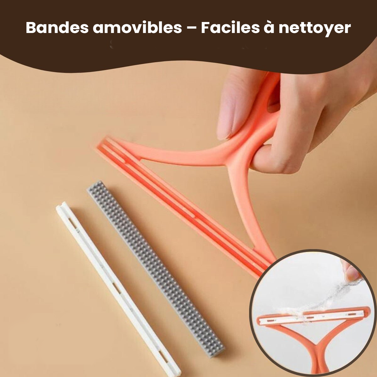 Rouleau anti-poils pour animaux double face réutilisable