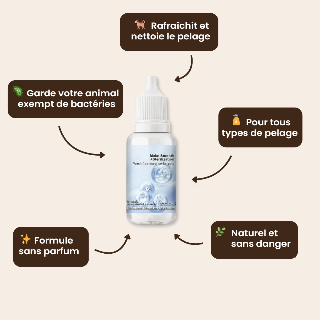 Shampooing gouttes rafraîchissantes inodore pour pelage de chien et chat