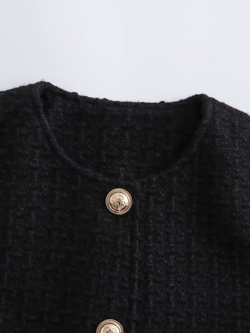 Veste Courte Texturée à Col Rond Pour Femmes - Aurelles