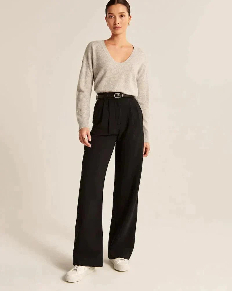 Pantalon taille haute à coupe ample pour femmes - Aurelles