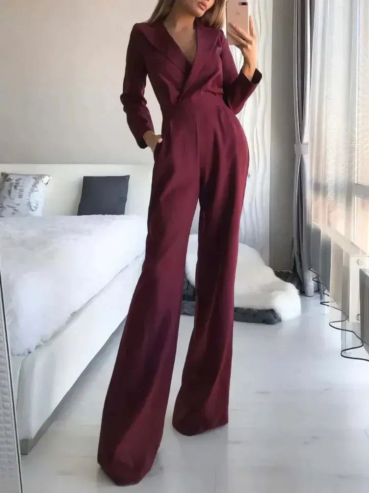 Combinaison Femme - Manches Longues - Pantalon Large - Coupe Ajustée - Élégante & Chic - Aurelles