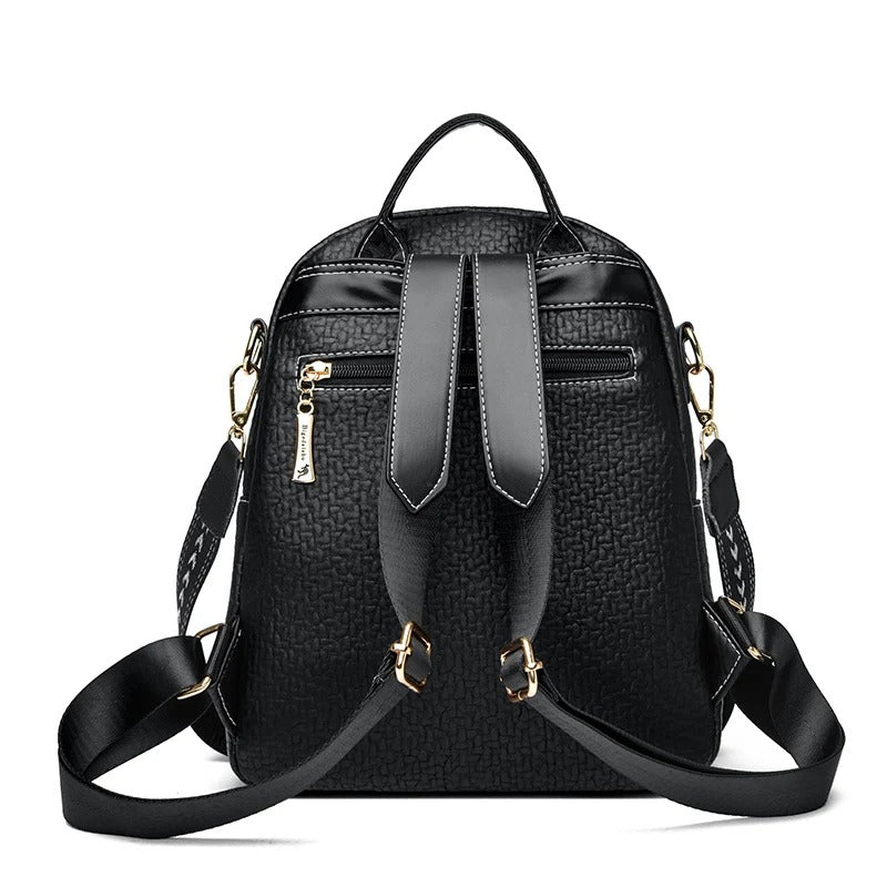 Sac à Dos en Cuir Véritable Noir pour Femmes