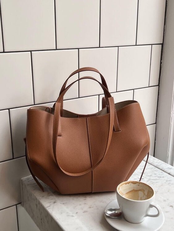 Sac Fourre-Tout Vintage en Cuir pour Femmes