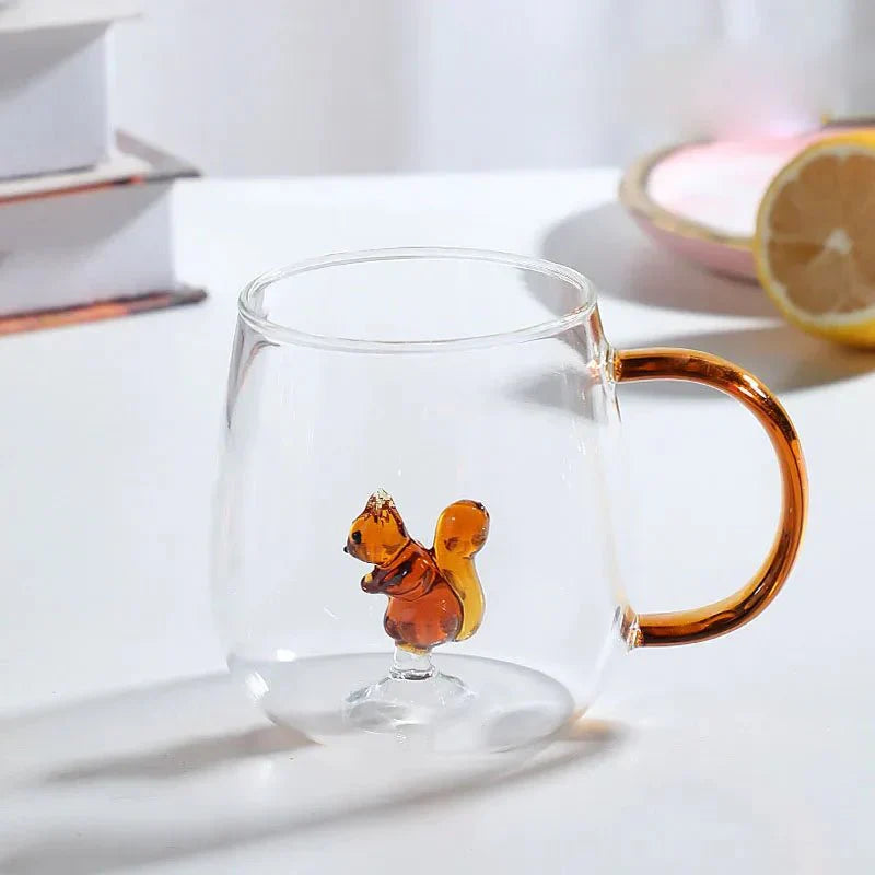 Terra – Tasse en Verre Borosilicate avec Motif Animal 3D Ludique et Élégant