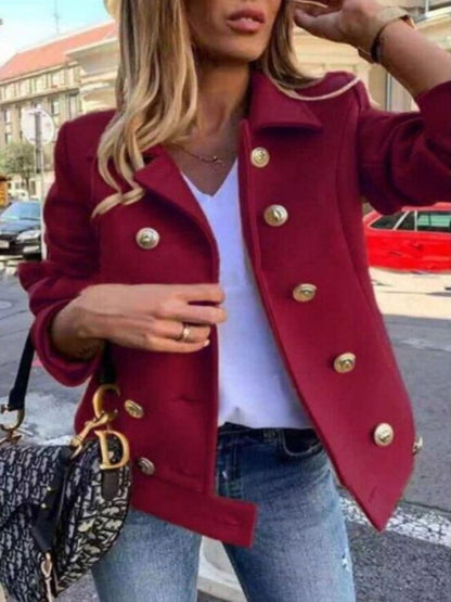 Veste de designer courte avec boutons dorés pour femmes - Aurelles