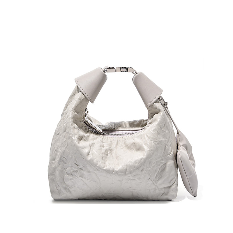 Sac Mini Crinkle en Cuir avec Détail Nœud pour Femmes