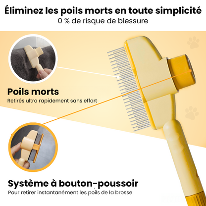 Brosse autonettoyante pour chat – Élimine les poils morts sans douleur